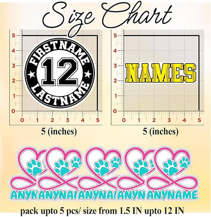 Custom Pet Name Sticker Personalized Text Infinity Heart Pawprint Animal Lovers Decal Waterproof Die Cut Vinyl & Transparent DTF Decal for Laptop Helmet Car Cup Phone Tablet for Male Female