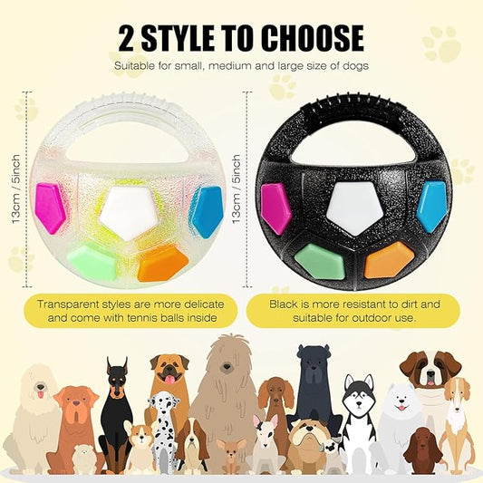 Dog Toy Ball with Handle, Toss and Fetch Play, Interactive Ball for Dogs Playing, Squeaky Floating (2pc)