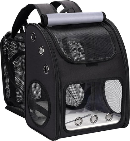 Cat Carrier Backpack, Expandable Pet Carrier Backpack for Cats, Dogs and Small Animals, Portable Pet Travel Backpack, Airline Approved, Ideal for Traveling/Hiking/Camping, Black, XL