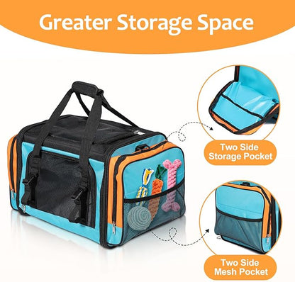 Discala Large Cat Carrier, Pet Carrier, Dog Carrier for Small Dogs, Cat Carrier Soft, Collapsible Large Pet Carrier for Traveling Indoor and Outdoor Uses - Blue 20"x13"x13"