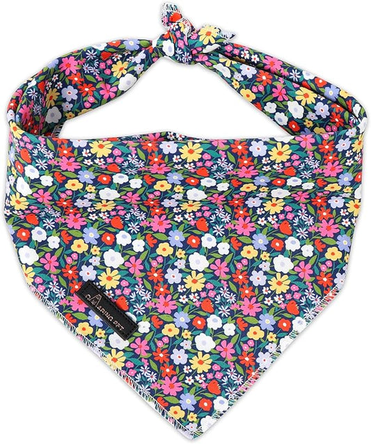 ARING PET Floral Dog Bandana, Spring Summer Colorful Flower Girl Pet Bandana Scarf Triangle Bibs for Puppy Small Medium Large Dogs-L