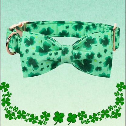 Lionheart glory Clover Dog Collar, Adjustable Dog Collar with Bowtie, Pet Gift Collar for Dog Soft Bowtie Dog Collars for Small Dogs