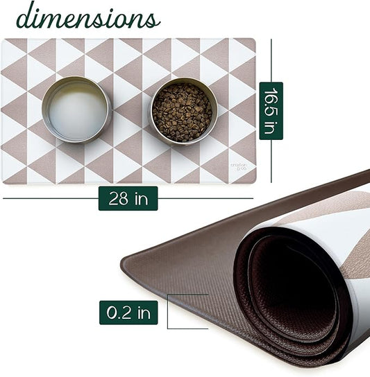 CROXTON & CO. Non-Slip Faux Leather Pet Feeding Mat for Dog Bowls | Large Bowl Mat for Food and Water | Durable, Easy-to-Clean Pet Food Mat for Floors | Size: 16.5"x28"