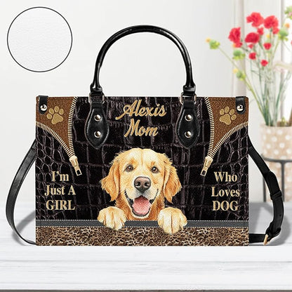 Personalized Pet Mom Leather Handbag – Custom Name Dog Cat Photo Purse, Pet Lover Gifts for Women, Christmas