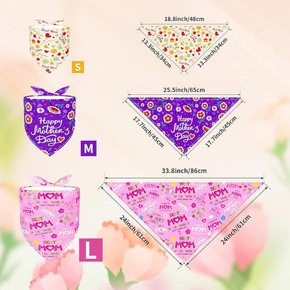 30 Pcs Mothers Day Small Dog Bandanas Bulk 25 Inch Love Mom Dog Bandanas for Medium Dogs Breed Best Mom Dogs Bandana Large Cats Grooming M