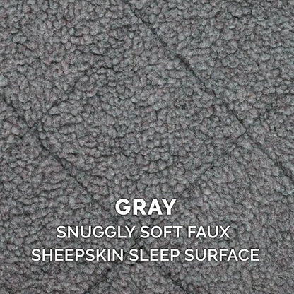 Furhaven Dog Bed for Large/Medium Dogs, 100% Washable, Sized to Fit Crates - Sherpa Fleece Bolster Crate Pad - Gray, Large