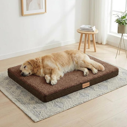 Patas Lague Orthopedic XL Dog Bed Large Sized Dog 42''X28'', Soft Waterproof Egg Crate Foam Large Pet Crate Beds Mat with Removable Washable Cover and Non-Slip Bottom, Brown