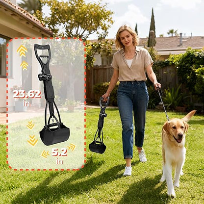 20L Dog Poop Trash Can Outside with Pooper Scooper, Inner Bucket, Stainless Steel Dustpan, Rake & Shovel, Waste Bags for Dog Poop Disposal