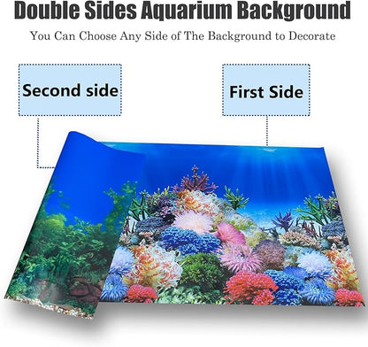 Fish Backgrounds Paper Double Sides Undersea Aquarium Background Poster Colorful Sea Anemone Fish Tank Background Sticker Decorations 16"x 33"
