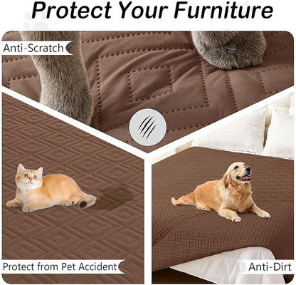 hyha Waterproof Dog Blanket, Soft Dog Bed Cover Pet Blankets, Waterproof Sofa Couch Cover for Dogs Washable, Reversible Pet Couch Covers for Sofa Furniture (82x102 Inch, Brown/Brown)