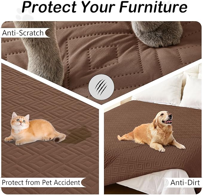 hyha Waterproof Dog Blanket, Soft Dog Bed Cover Pet Blankets, Waterproof Sofa Couch Cover for Dogs Washable, Reversible Pet Couch Covers for Sofa Furniture (40x70 Inch, Brown/Brown)