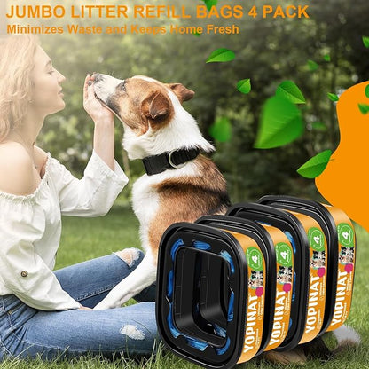 2 IN 1 Genie Refill Bags for Dog Cat 4 Pack - Total 112FT Lasts Up to 16 Months - Superior Odor Control for Dog Poop Cat Litter Bags - Pet Waste Refill Bags Fits Pet Genie and Litter Genie Pails