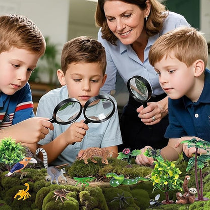 26Pcs Rainforest Animal Figures, Realistic Jungle Animals Toys with Snake Sloth Leopard Monkey Bird Insects Trees for Kids Educational Birthday Diorama Decoration Party Favor School Projects