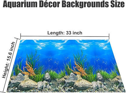 Aquarium Background Poster Water Plants 3D Coral Fish Tank Background Picture Double Sides Fish Tank Stickers 10 20 Gallon Tank 16"x 33"
