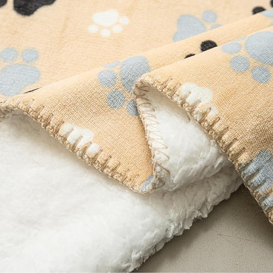 Dog Blankets Waterproof Pet Blanket Paw Printing Super Soft Warm Fluffy Facecloth Sofa Car Bed Protector, Urine Proof Washable for Puppy Large Dogs & Cats 50"*60" Beige