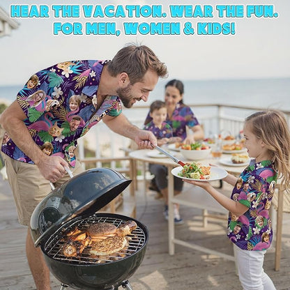 Custom Hawaiian Shirt with Face Photo Picture for Men Women Kids Youth Adult, Tropical Personalized Hawaiian Shirts Gift