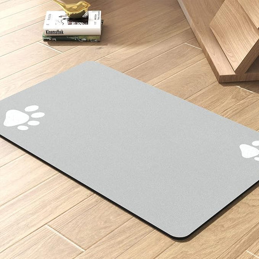 Pet Feeding Mat-Absorbent Dog Mat for Food and Water Bowl-No Stains Quick Dry Water Dispenser Mat-Dog Accessories Pet Supplies-Bowl for Messy Drinkers（LIGHTGREY,16"x24"