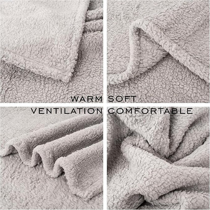 2 Blankets, Dog Cat Pet Blanket, Soft Warm Fleece, for Puppy, Small Dogs or Kitten, Cats, Plush Fuzzy Blanket for Bed, Sofa, Travel (60" x 40", 2/Pack, Beige+Light Gray)