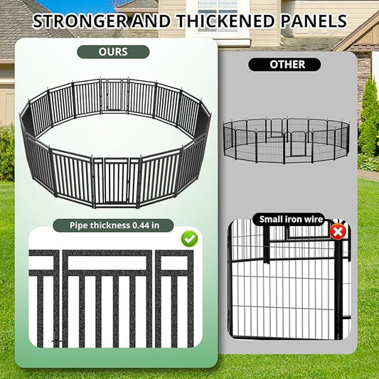 Dog Playpen Metal Dog Fence Outdoor for Yard 32" Height 24 Panels Portable Dog Pen Pet Kennel for RV Camping(Black-Silver)