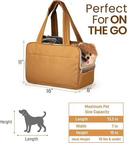 Dog Purse Carrier for Small Dogs – Cotton Padded Interior, Multiple Pockets, Breathable Mesh & Comfortable Strap – Durable Polyester Travel Bag, Lightweight Cat Carrier - Versatile Small Pet Bag