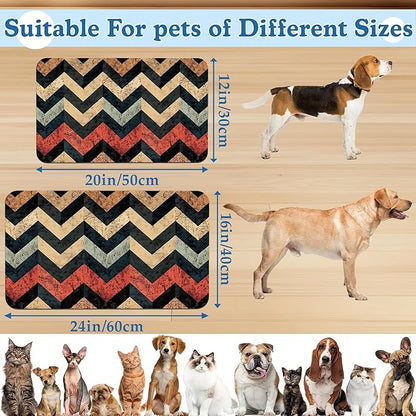Vintage Plaid Pet Food Mat for Cats and Dogs–Christmas Stocking Absorbent Quick Dry Feeding Placemat, Non Slip Rubber Base, Waterproof Bowl Mat for Indoor Use, Pet Supplies 16"x24"