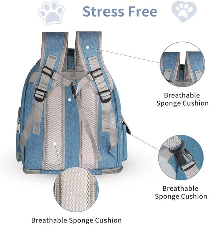 Cat Backpack Carrier for Cats and Small Dogs, Breathable Cat Bubble Backpack, Airline Approved Pet Travel Carrier for Hiking Camping Outdoor(Blue)