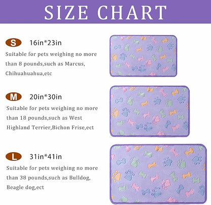 1 Pack 3 Blankets Super Soft Fluffy Premium Fleece Pet Blanket Flannel Paw Printed Throw for Dog Puppy Cat (Medium 30x20'', Purple, Pink, Brown)