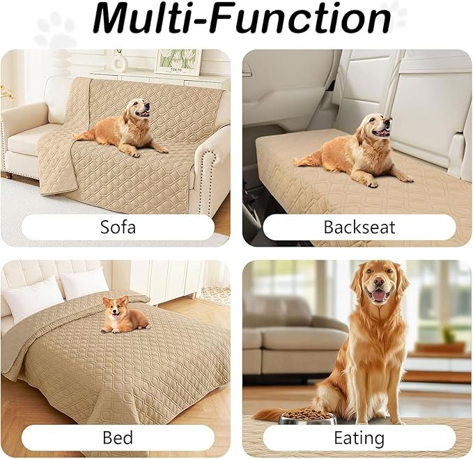 hyha Waterproof Dog Bed Blanket, Soft Pet Blankets, Waterproof Couch Cover for Dogs, Reversible Sofa Covers Washable for Furniture (40x70 Inch, Camel/Camel)