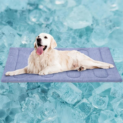 Cooling Mat for Large Dogs - Double-Sided Waterproof & Cool, Q-MAX>0.47, Portable Dog Cooling Mat for Summer. (L - 35.5''x23.6'')