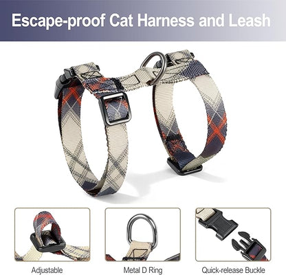Cat Harness and Leash Set, 3-in-1 Escape Proof Adjustable, Comfortable Soft Lightweight, Safe, Easy to Wear, Walking Travel Kitten Harness for Small Medium Large Cats (Army Green)