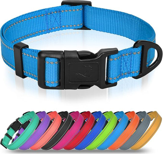 Joytale Large Dog Collar, Reflective and Adjustable Nylon Pet Collar with Quick-Release Buckle for Extra Large Dogs, Sky Blue, XL
