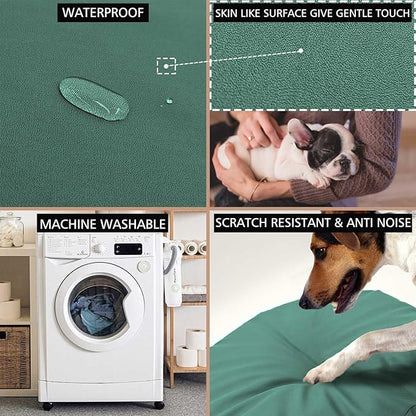 Dog Bed Cover Waterproof Replacement Machine Washable Covers for 41x27 Inch Dog Bed Heavy Duty Scratch Resistant Mattress Protector Pet Bed Cover Only Dark Green