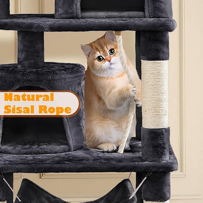 Yaheetech 62.5inches Cat Tree Cat Tower Cat Condo with Platform & Hammock, Scratching Posts for Kittens Pet Play House with Plush Perch for Indoor Activity Relaxing, Black