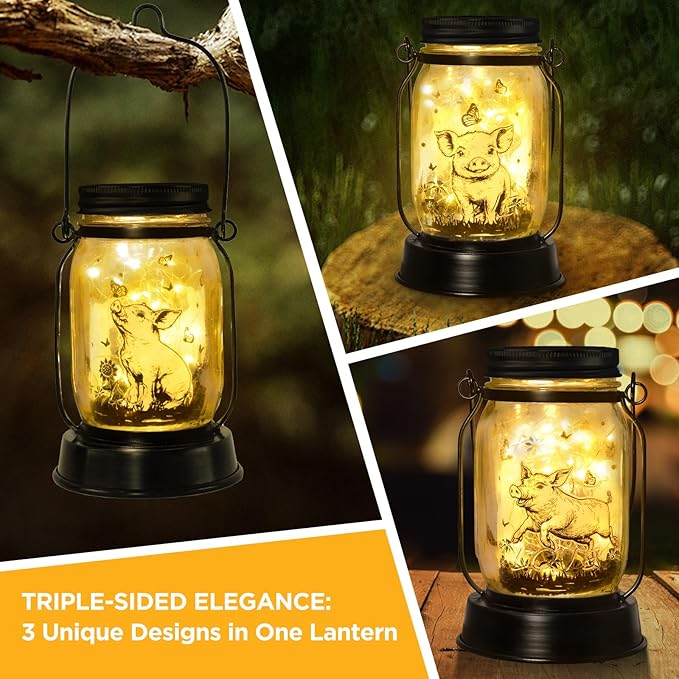 kyoryuger Pig Gifts for Women/Men/Kids Pig Lovers Animal Solar Lantern, Piglet Animal, Solar Garden Decoration, Night Light Room Decor Farm Piglet Present Yard, Patio,Backyard,Porch, Torches