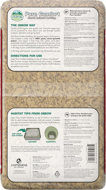 Oxbow Pure Comfort Bedding, Rabbit, Hamster, & Guinea Pig Bedding, Bunny Supplies for Litter Box, Pet Safe, 99.9% Non-Dust, Bunny Litter Box, Natural, 28 Liter Bag