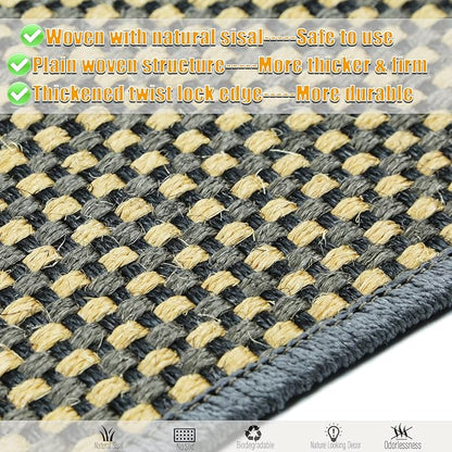 Cat Scratching Mat,23.6 x 15.7inch Sisal Cat Scratchers for Indoor Cats with Velcro Tapes,Stick on Floor Wall Cat Scratcher,Horizontal Cat Scratcher Protect Carpets and Sofas (Grid Style)…