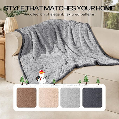 Luciphia Waterproof Pet Blanket, Liquid Pee Proof Dog Blanket for Sofa Bed Couch, Reversible Sherpa Fleece Furniture Protector Cover for Small Medium Large Dogs Cats, Light Grey Queen Size（90" x 82"）