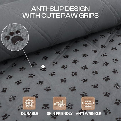 Luciphia 100% Waterproof Couch Cover Blanket for Dogs Anti-Slip Pet Couch Protector Sofa Mat Puppy Cat with Non-Slip Bottom, Grey, 30x70 Inch (Pack of 2)
