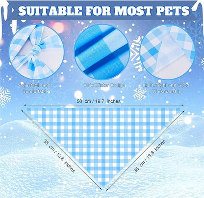 Abbylike 50 Pcs Plaid Dog Bandanas Bulk Blue Checkered Bandanas for Dogs Triangle Kerchief Bibs Scarf Set for Pet Holiday Costume Photo Props Accessories Pet Shops (19.7 x 13.8 x 13.8 Inch)