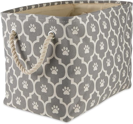 Bone Dry Pet Storage Collection Lattice Paw Print, Gray, Small Rectangle