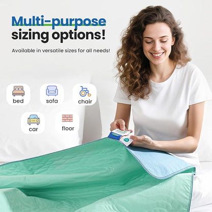 Noovirum® Washable Underpads,18"x24"(Pack of 4) - Reusable Incontinence Bed Pads for Kids, Adults & Seniors - Waterproof Chair & Furniture Protector - Leakproof Training Pads for Dogs & Pets