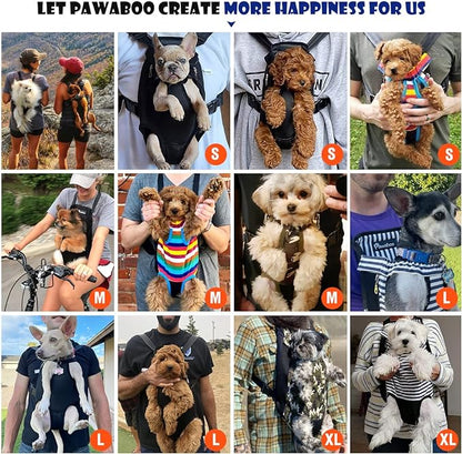 Pawaboo Pet Carrier Backpack, Adjustable Pet Front Cat Dog Carrier Backpack Travel Bag, Legs Out, Easy-Fit for Traveling Hiking Camping for Small Medium Dogs Cats Puppies, Small, Colorful Strips