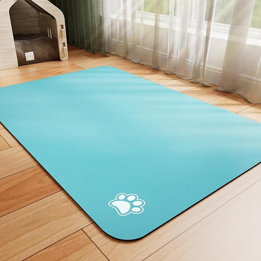 Dog Food Mat - Absorbent Cat Mat for Food and Water, No Stains Pet Feeding Bowl Mat, Easy to Clean Pet Placemats, Quick Dry Dog Water Dispenser Mat for Messy Drinkers | Paw Teal 16"x 24"