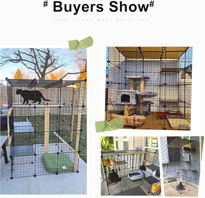 Oneluck 41 Inch Catio Outdoor Cat Enclosure with Super Large Enter Door, Balcony Cat Playpen with Platforms,DIY Outside Cat Patio Large Exercise Place Ideal for 1-3 Cats