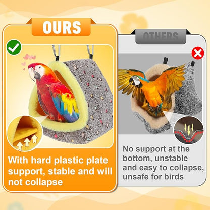 MEWTOGO Large Winter Warm Bird Nest for Cage - Comfortable Birds Bed with Support Plate, Hanging Shed Hideaway Hammock Hut Gift for Macaws African Grey Amazon Parrots