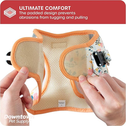 Downtown Pet Supply Step-in Dog Harness – No Pull, Adjustable Padded Mesh with Reflective Trim, Secure Buckle Strap – Comfortable & Breathable Small Dog Harness, Large, Floral