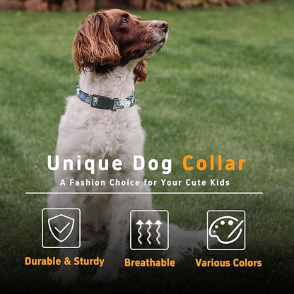 Dog Collar for Boys & Girls, Puppy Collar for Small to Large Dogs, Adjustable Soft Pet Collar with Safety Buckle for Male & Females (Purple Floral, M)