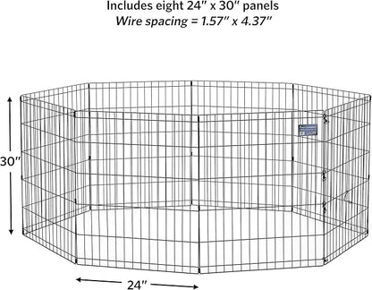 MidWest Homes for Pets Folding Metal Puppy / Dog Exercise Pen, Indoor/Outdoor Playpen with No Door, Provides 16 Sq Feet of Play Space, 30-Inches Tall, Black E-Coated