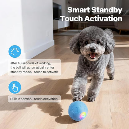 Pet Prime Interactive Dog Ball Toy,Automatic Rolling Ball for Small,Medium & Large Dogs,Touch Activated Self Moving Toy with LED Lights,ETPU Material,IP65 Waterproof for Indoor/Outdoor Play