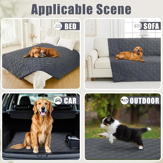 Smiry Waterproof Dog Bed Cover Blanket 40x70, Soft Reversible Pet Blanket, Washable Leakproof Cats Dogs Couch Cover for Sofa, Couch, Furniture, Dark Grey/Dark Grey